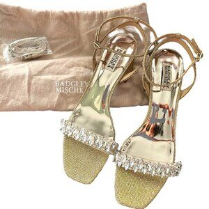 Badgley Mischka Harlow Ankle Strap Block Heel (Platino Gold)